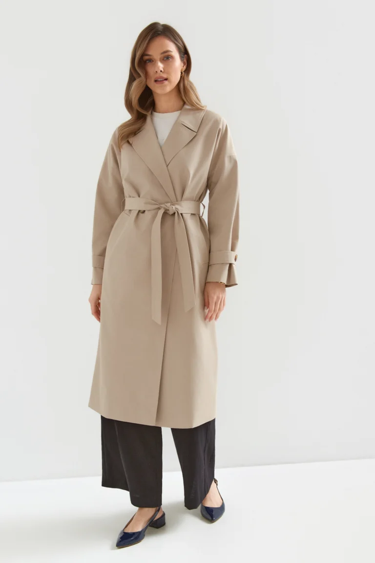 płaszcz bawełniany damski monika wiązany w pasie