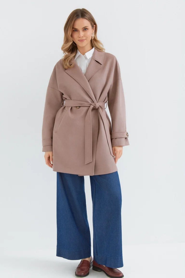 krótki płaszcz oversize damski milena przód